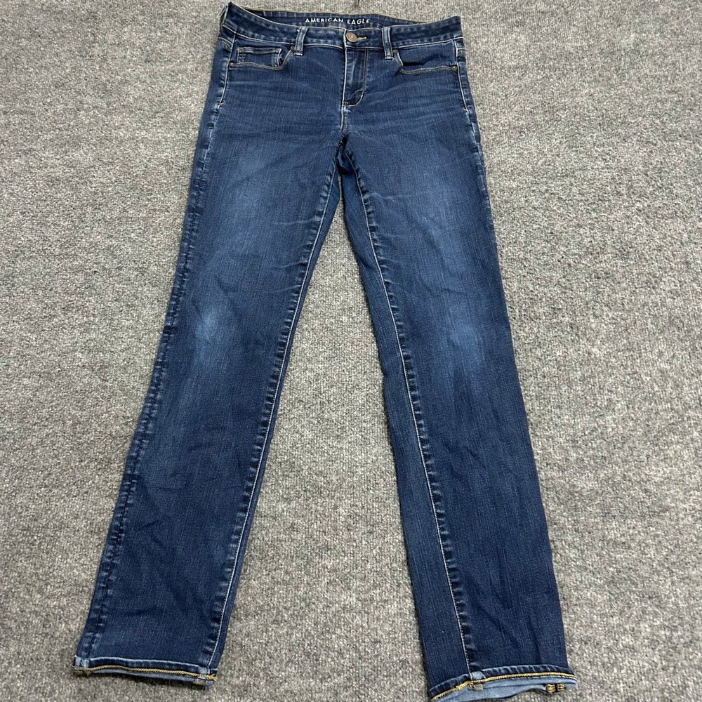 American Eagle Jeans Womens Size 10 Long Blue Next Level Stretch Slim Straight